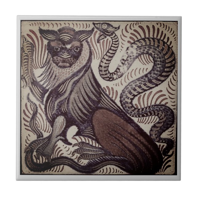 Carreau William * De Morgan Tiger et Snake Brown| (Devant)