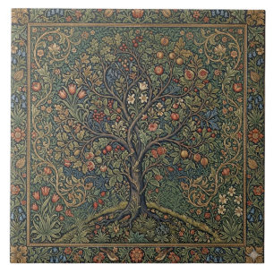 Carreau William Morris arbre de vie Vintage préraphaélite
