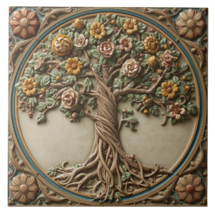 Carreau William Morris arbre de vie Vintage préraphaélite