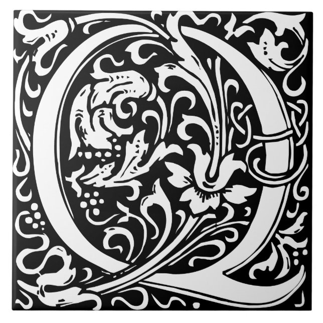 Carreau William Morris Art Nouveau Alphabet Feuille Q (Devant)