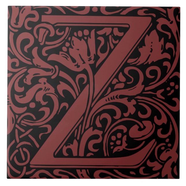 Carreau William Morris Arts et artisanat Lettre monographi (Devant)
