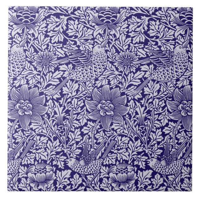 Carreau William Morris 'Bird and Anemone' en bleu (Devant)