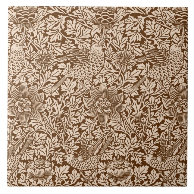Carreau William Morris 'Bird and Anemone' en Brown (Devant)