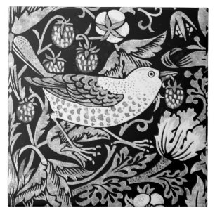 Carreau William Morris Bird & Flower Tile, noir et blanc