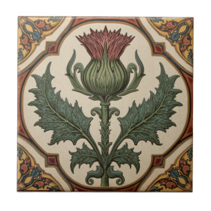 Carreau William Morris Chardon écossais floral vintage