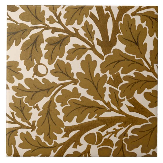 Carreau William Morris Chêne Feuilles, Café Brown et Beige (Devant)