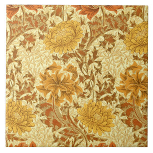 Carreau William Morris Chrysanthemums, Or de la moutarde
