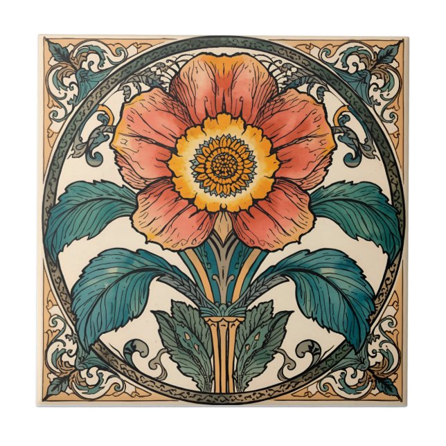 Carreau William Morris Compton Floral Art Nouveau Pattern (Devant)