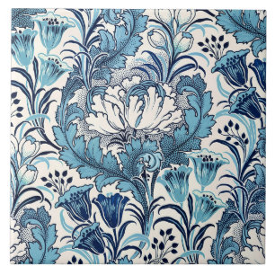 Carreau William Morris Crème Bleue Motif Floral