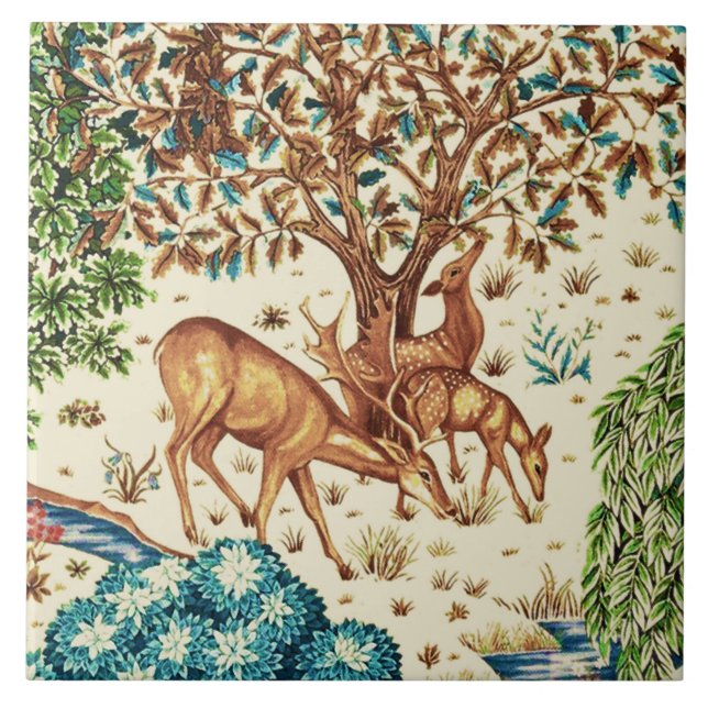 Carreau William Morris Deer par une tapisserie de Brook be (Devant)