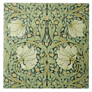 Carreau William Morris design vintage, Pimpernel en vert