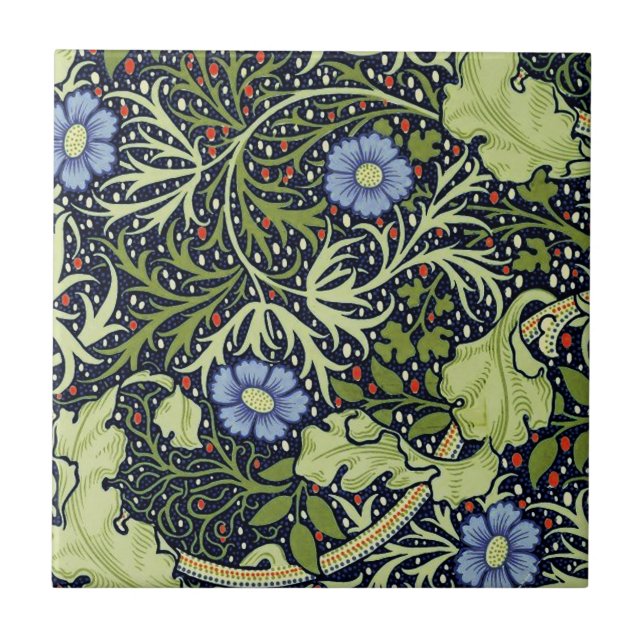 Carreau William Morris Fleur d'antiquité aux algues marine (Devant)