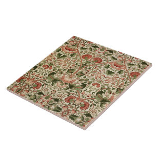 Carreau William Morris Fleurs Lodden Foliage Vert rose