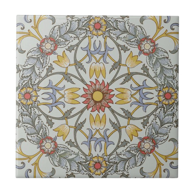 Carreau William Morris Floral Circle Flower Illustration (Devant)