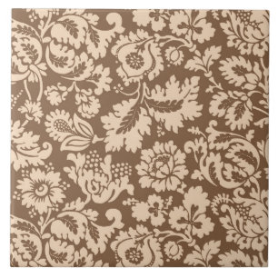 Carreau William Morris Floral Damask, Taupe Tan et Beige