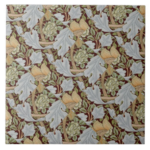 Carreau William Morris Floral Fleur Blanche Rouge Vintage 