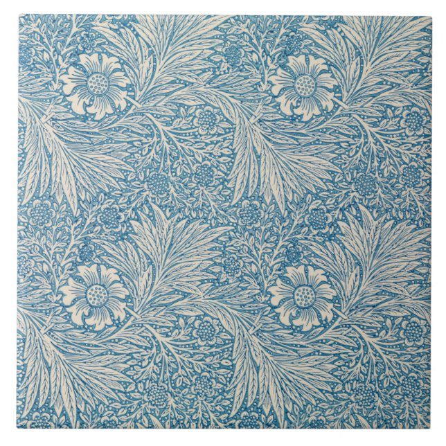 Carreau William Morris Flore Fleurs Bleu Blanc Bleu (Devant)