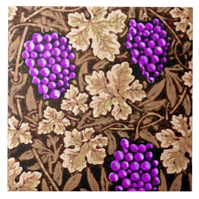 Carreau William Morris Grapevine, Brown et violet (Devant)