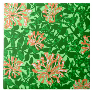 Carreau William Morris Honeysuckle, Peach et Green