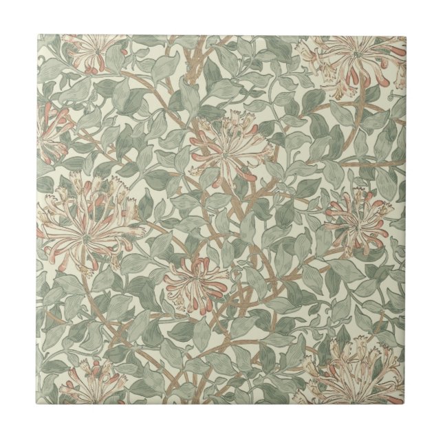 Carreau William Morris Honeysuckle Vert Floral (Devant)