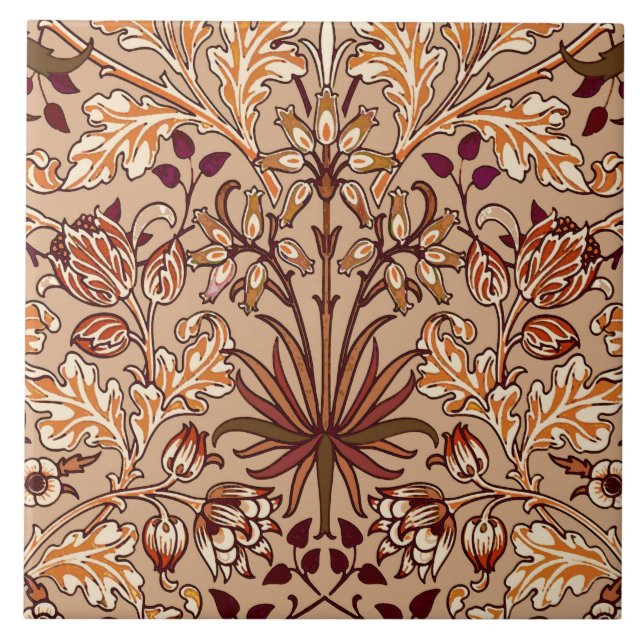 Carreau William Morris Hyacinth Imprimer, Brown et beige (Devant)