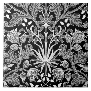 Carreau William Morris Hyacinth Imprimer, noir et blanc