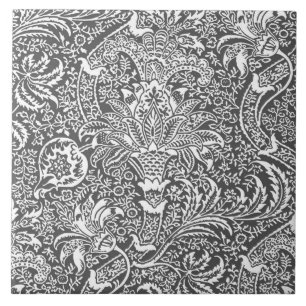 Carreau William Morris Indian, Graphite Grey et White
