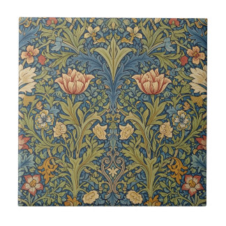 Carreau William Morris Inspired Floral Ceramic Tile