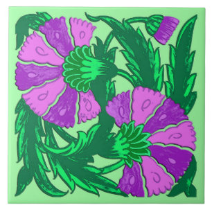 Carreau William Morris Jacobean, orchidée pourpre et vert