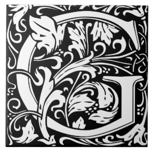 Carreau William Morris Lettre monogramme Art nouveau G