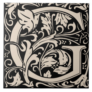 Carreau William Morris Lettre monogramme Art nouveau G