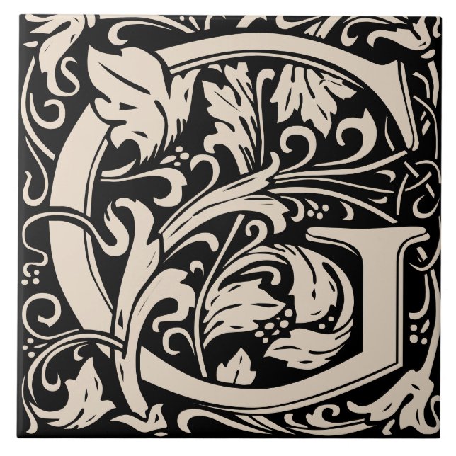 Carreau William Morris Lettre monogramme Art nouveau G (Devant)