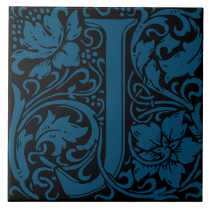 Carreau William Morris Lettre monogramme Art nouveau J