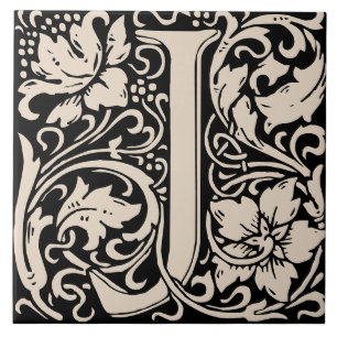 Carreau William Morris Lettre monogramme Art nouveau J