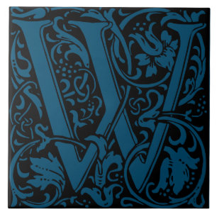 Carreau William Morris Lettre monogramme Art nouveau W