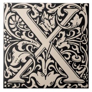 Carreau William Morris Lettre monogramme Art nouveau X