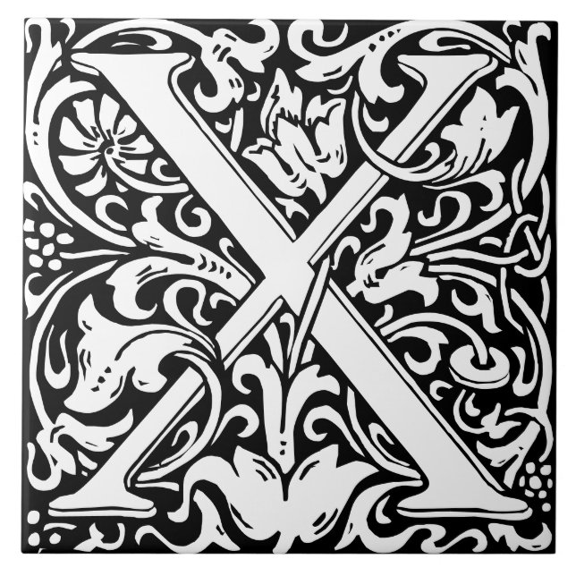 Carreau William Morris Lettre monogramme Art nouveau X (Devant)