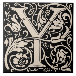 Carreau William Morris Lettre monogramme Art nouveau Y