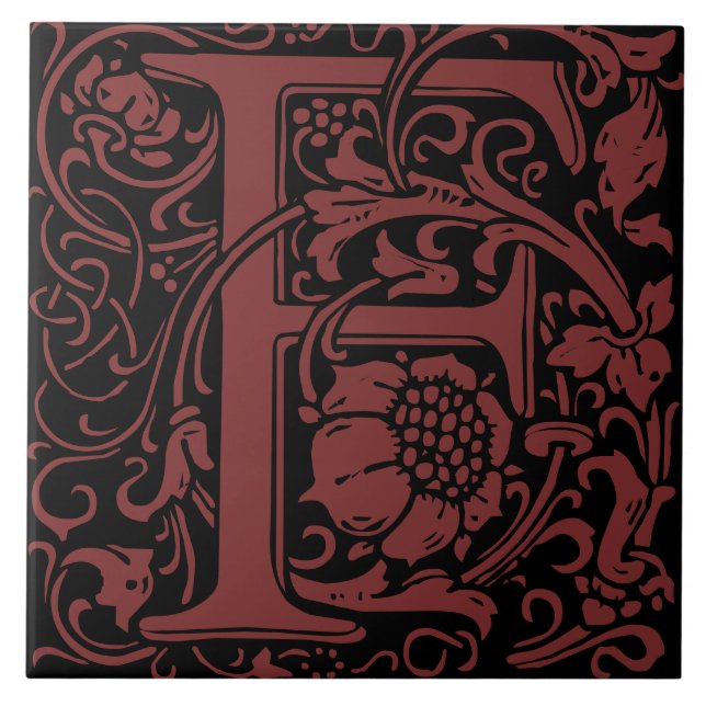Carreau William Morris Lettre monogramme F (Devant)