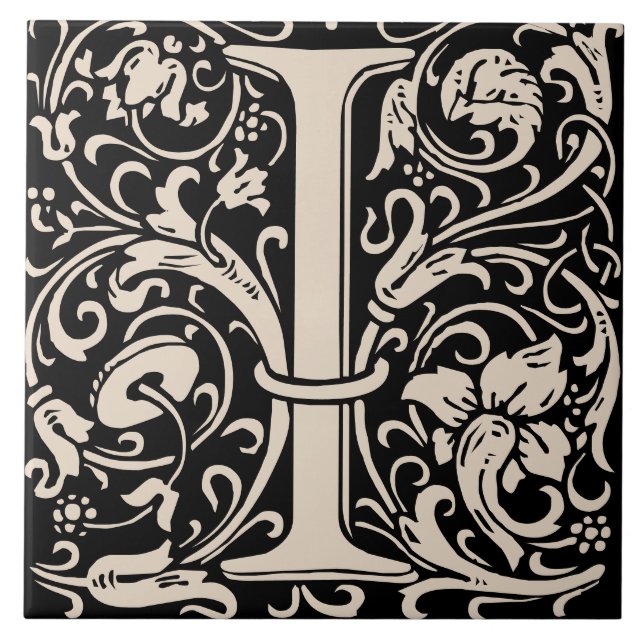 Carreau William Morris Lettre monogramme I Art nouveau (Devant)