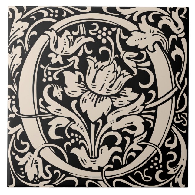 Carreau William Morris Lettre monogramme O Art Nouveau (Devant)