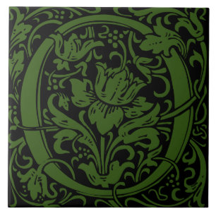 Carreau William Morris Lettre monogramme O Art Nouveau