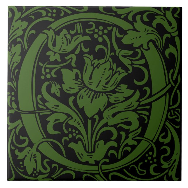 Carreau William Morris Lettre monogramme O Art Nouveau (Devant)