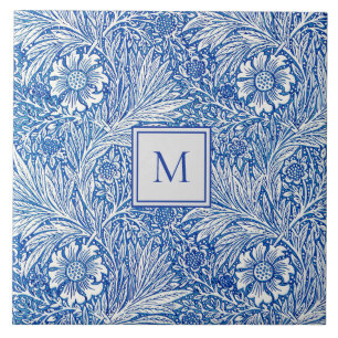Carreau William Morris Marigold Monogramme bleu