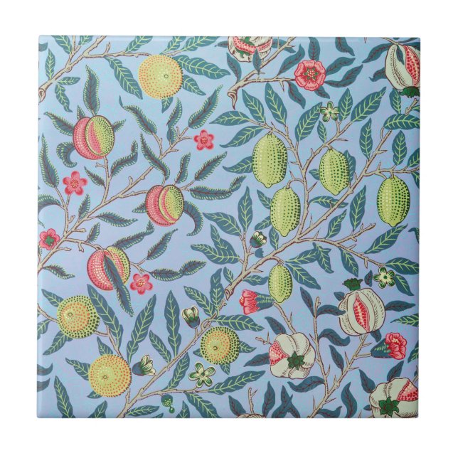 Carreau William Morris Motif de fruits à la grenade Pastel (Devant)