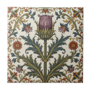 Carreau William Morris motif floral écossais Thistle vinta