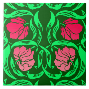 Carreau William Morris Pimpernel, Coral Pink et Green