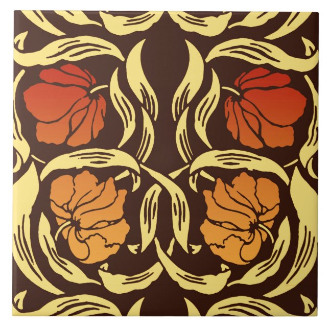 Carreau William Morris Pimpernel, Rust Orange et Brown (Devant)