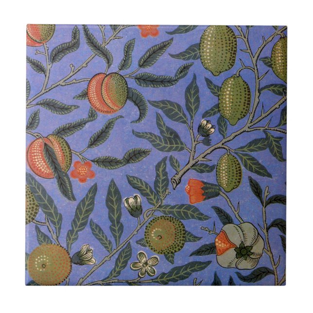 Carreau William Morris Pomegranate Bleu papier peint color (Devant)