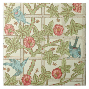 Carreau William Morris Reproduction d'oiseaux Trellis hist